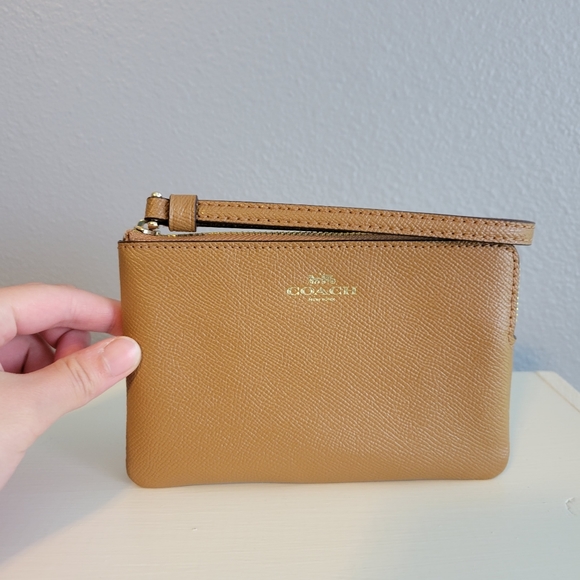 Coach Corner Zip Wristlet Gold/Taupe - Picture 2 of 5